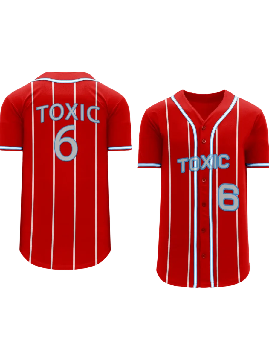 TOXICOTRIBE custom Baseball Jersey in Crimson & Red